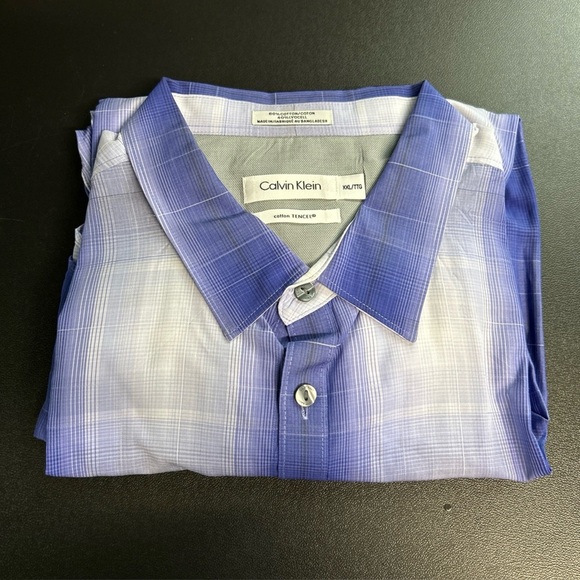 Men ‘s  XXL Calvin Klein‎ Purple Button Front Shirt Long Sleeve Cotton Tencel - Picture 1 of 15